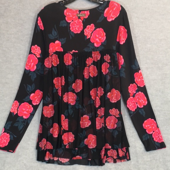 MATILDA JANE Stretch Jersey Knit Wrinkle Resistant Floral Print Oversized Top - Picture 2 of 16
